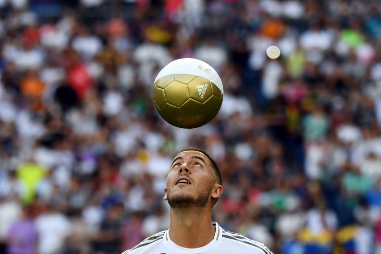 Around 50,000 fans turned out to welcome Hazard to Madrid