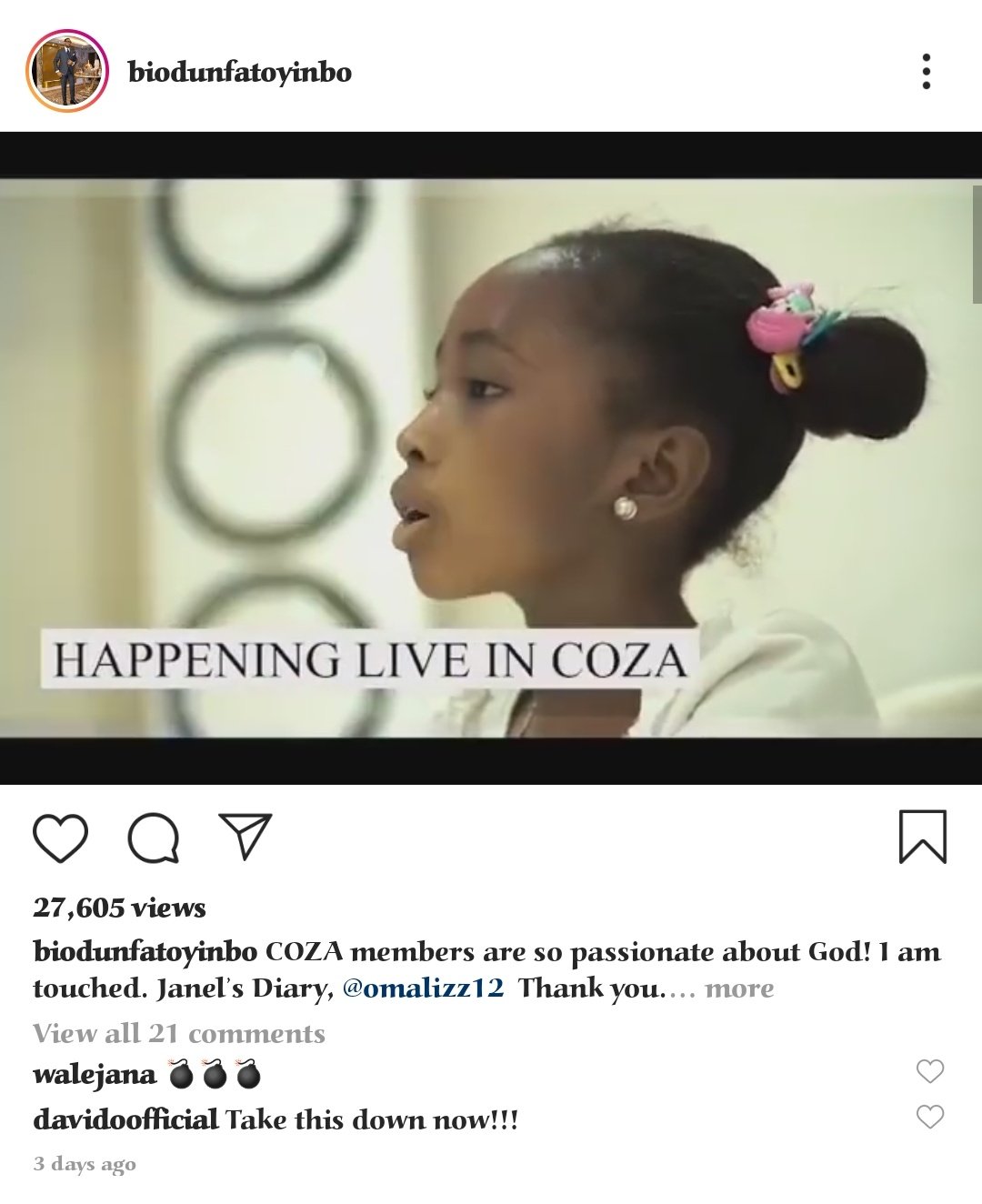 coza davido advert