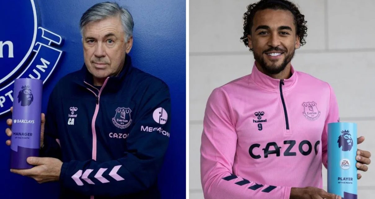 evertons ancelotti and calvert lewin win award double